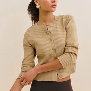 Reformation Joanne Cotton Cardigan Brown - Size XS